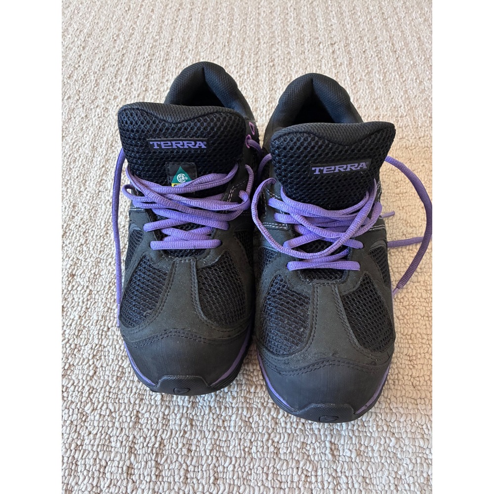 Terra Women's Black Purple Athletic Steel Toe Work Safety Shoes Size‎ 7.5
